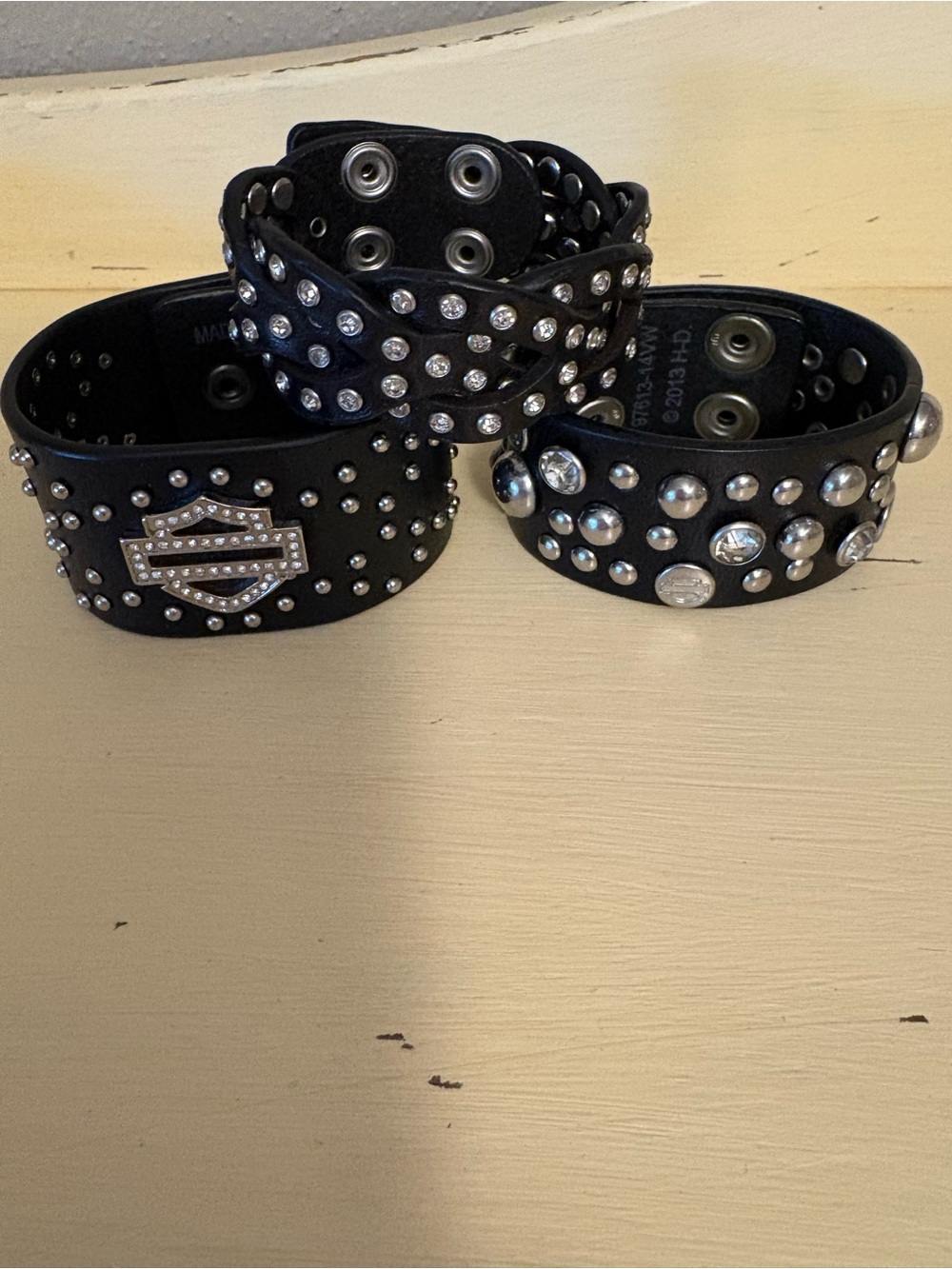 3 Harley Davidson Ladies leather/bling bracelets